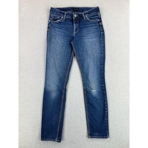 Silver Jeans Co Elyse Straight Jeans Womens 29x31 Blue Mid Rise Stretch Denim